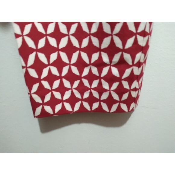 Ann Taylor Size 4 Marisa Red White Loft Pants Geometric Skinny Crop Pockets - Picture 7 of 13